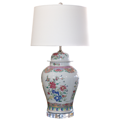 Chinoiserie Floral Multi Colored Table Lamp