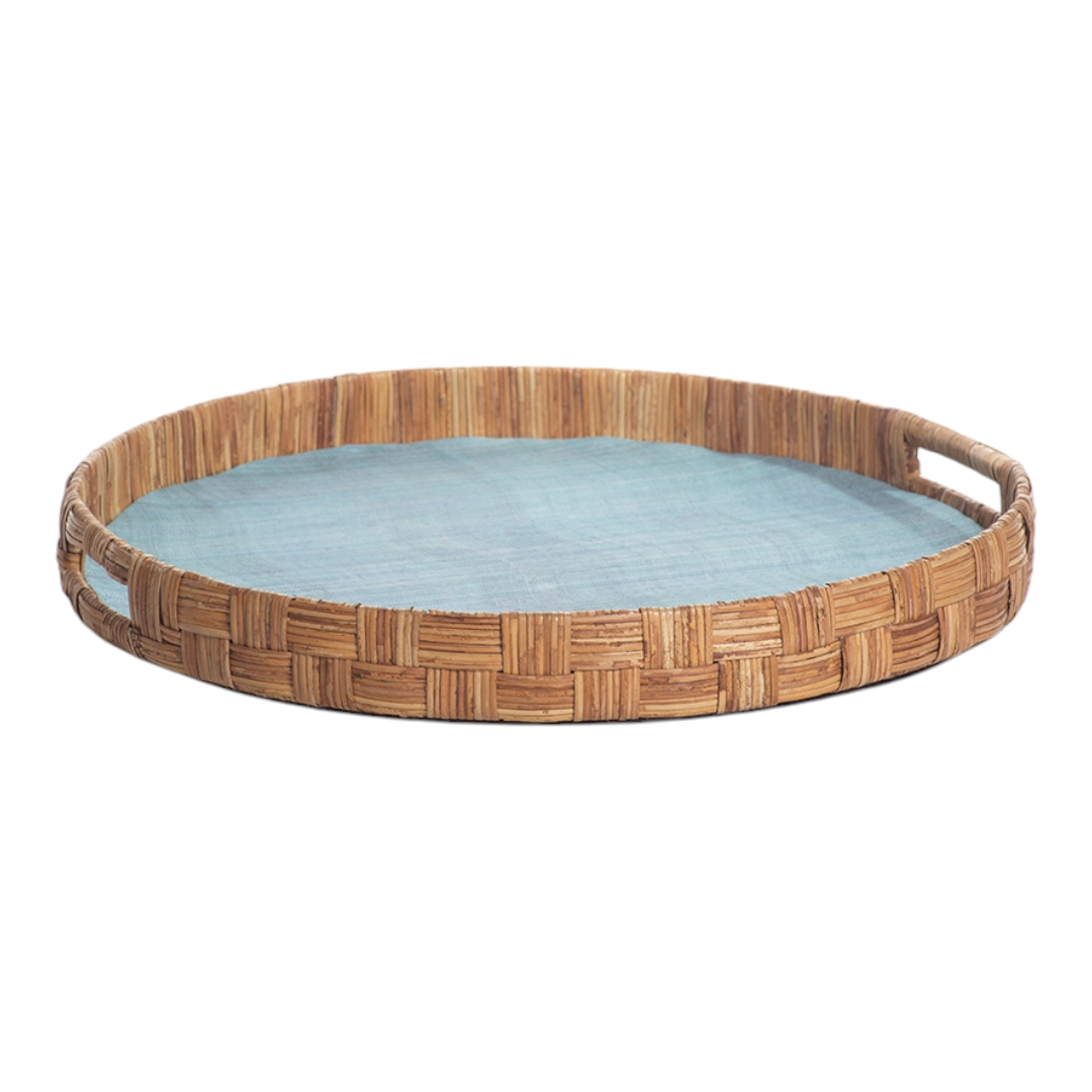 Abaca Silk Woven Cane Round Tray