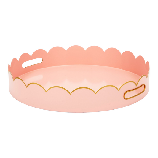 Blush & Gold Scalloped Round Metal Tray