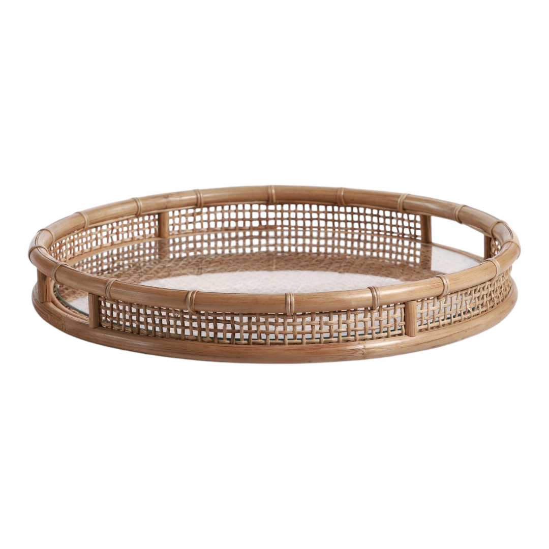 Round Rattan Serving Tray