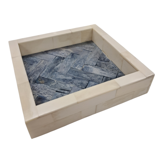 White & Blue Bone Tray