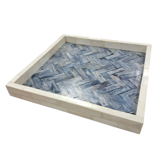 White & Blue Bone Tray