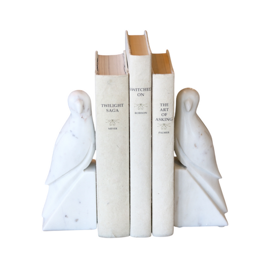 Marble Parrot Shaped Bookends