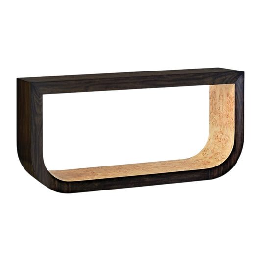 Black & Burl Wood Console Table