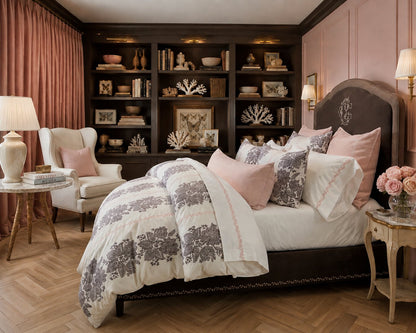 Raj Chocolate & Blush Embroidered Duvet - King