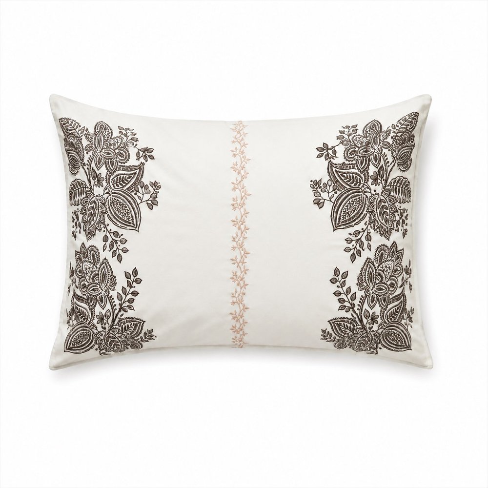 Raj Chocolate & Blush Embroidered Sham - Euro