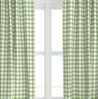 Green Check Single Drapery Panel