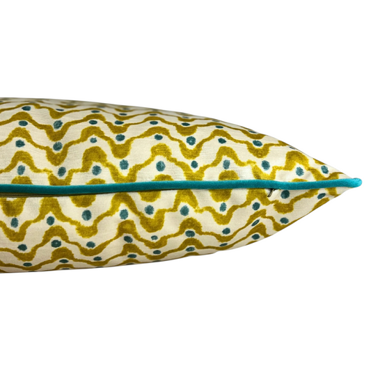 Citron & Teal Striped Pillow - 22"