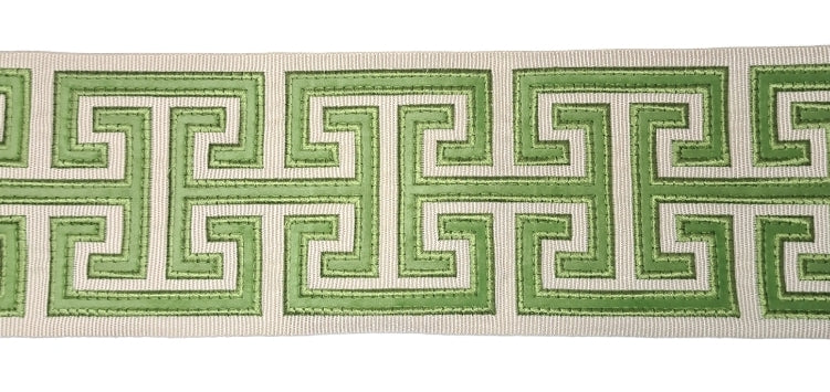 Kiwi Greek Key Embroidered Tape