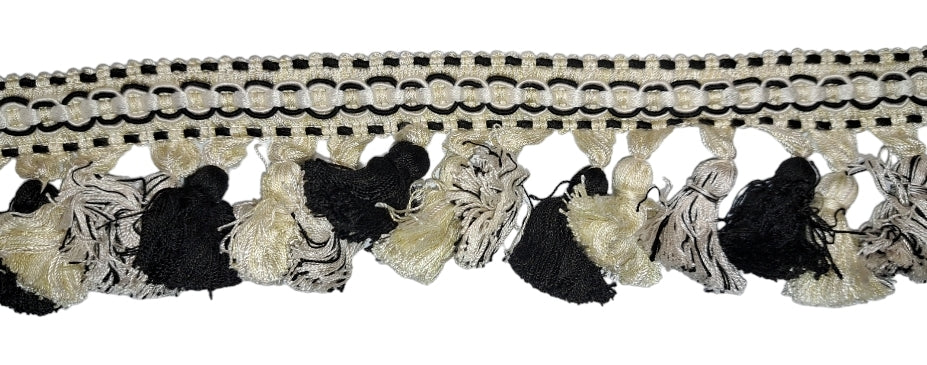 Black, White & Cream Tassel Fringe