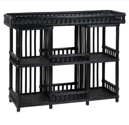 Black Rattan Console Table