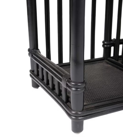 Black Rattan Console Table