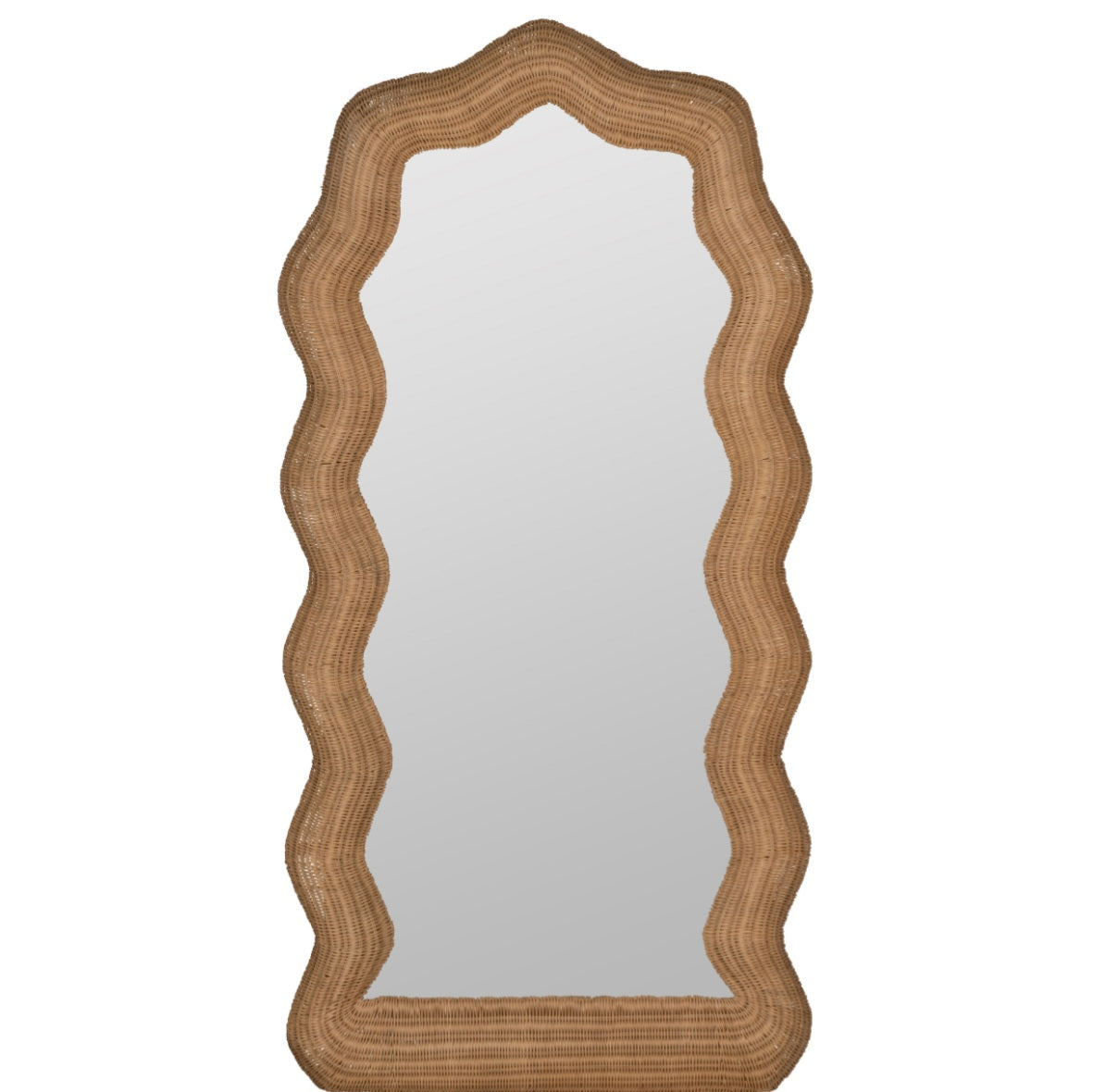 Wavy Rattan Floor Mirror