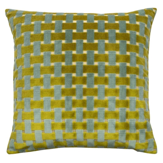 22" Green & Blue Basket Weave Pillow