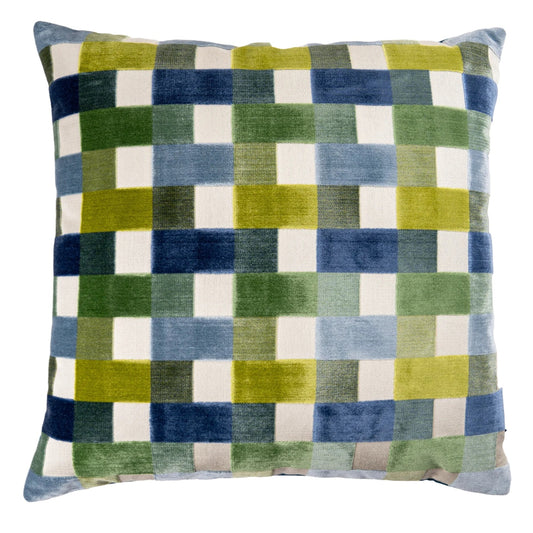 22" Blue & Green Plaid Pillow