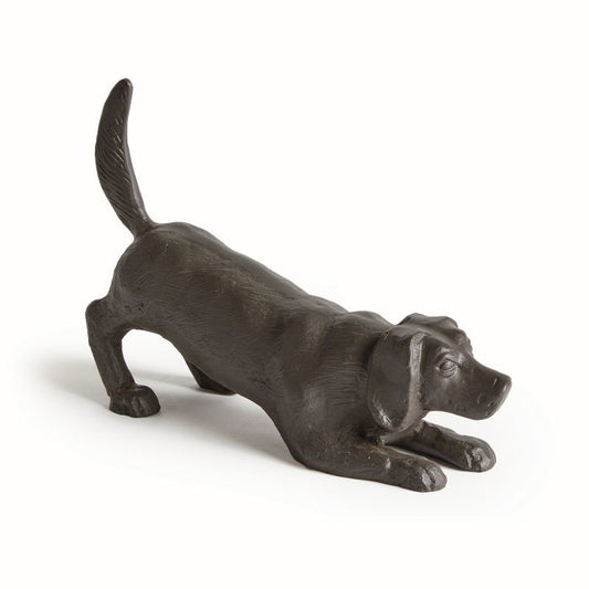 Black Playful Dog Sculpture