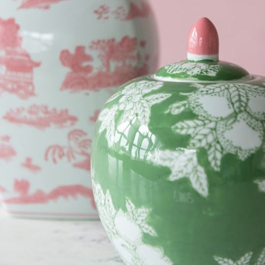Green Stoneware Ginger Jar