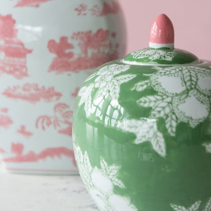 Green Stoneware Ginger Jar