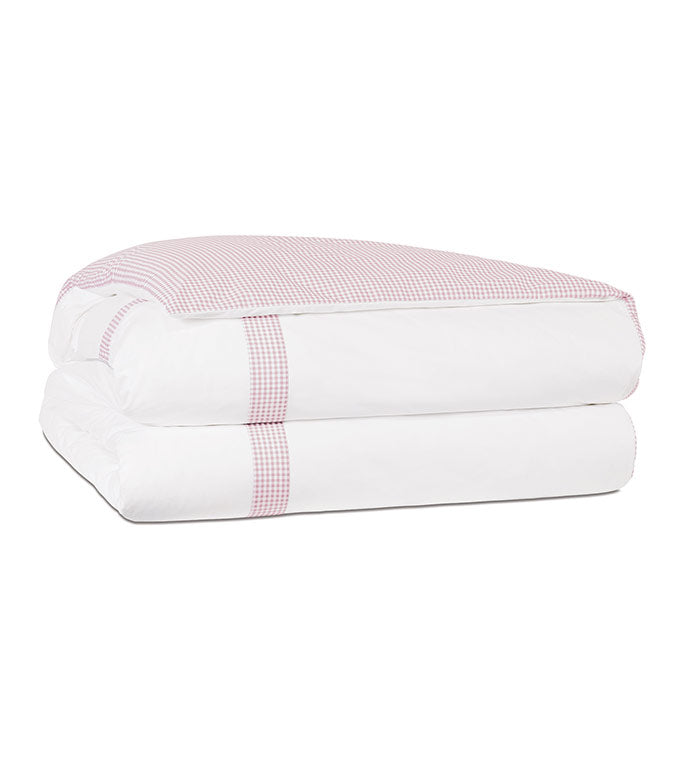 Malaya Gingham Duvet Cover in Petal - Queen