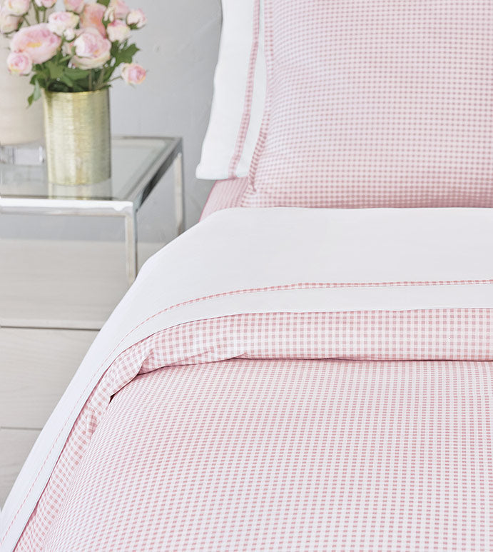 Malaya Gingham Duvet Cover in Petal - Queen