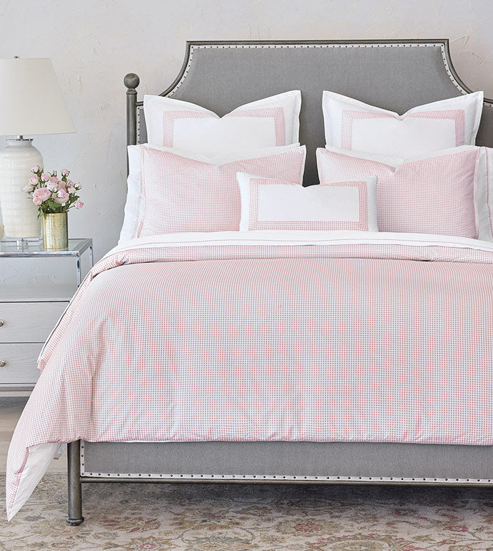 Malaya Gingham Duvet Cover in Petal - Queen