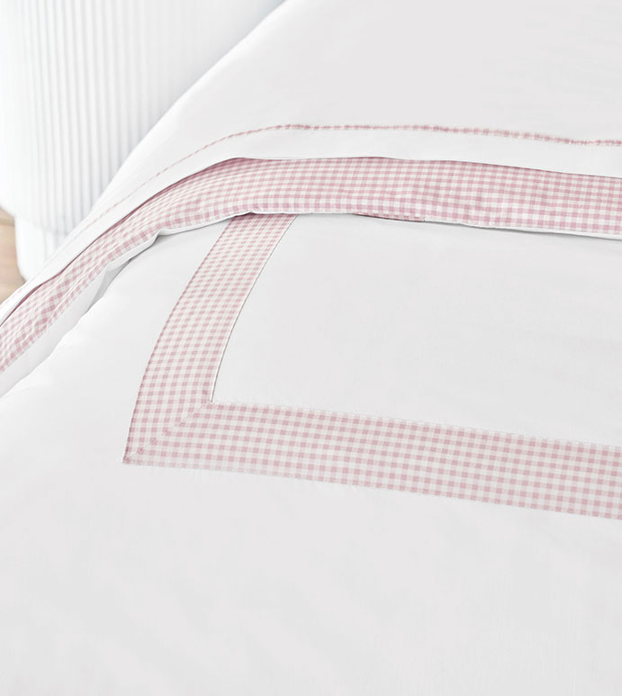 Malaya Gingham Duvet Cover in Petal - Queen