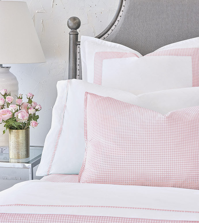Malaya Gingham Sham in Petal - Euro
