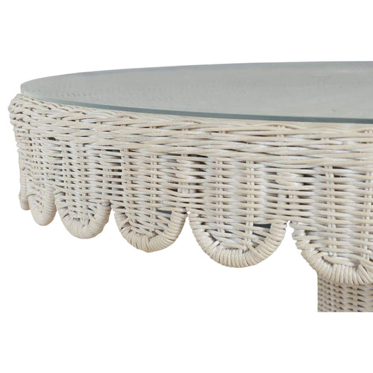 Scalloped Round Bistro Table w/ Tempered Glass