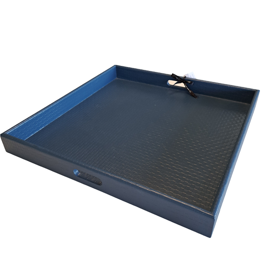 Matte Basket Faux Leather Weave Tray