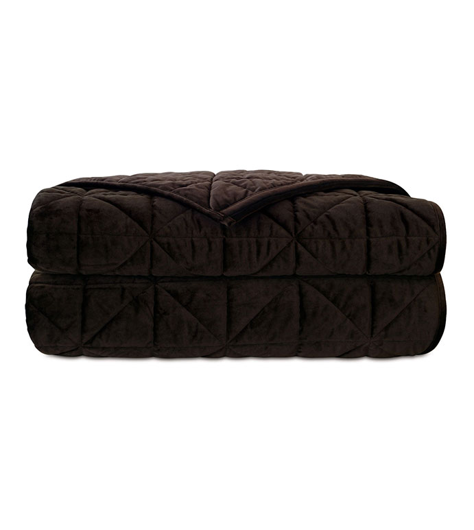 Nova Cocoa Quilted Velvet Coverlet - King