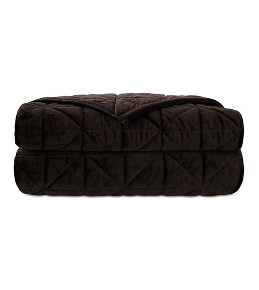 Nova Cocoa Quilted Velvet Coverlet - King