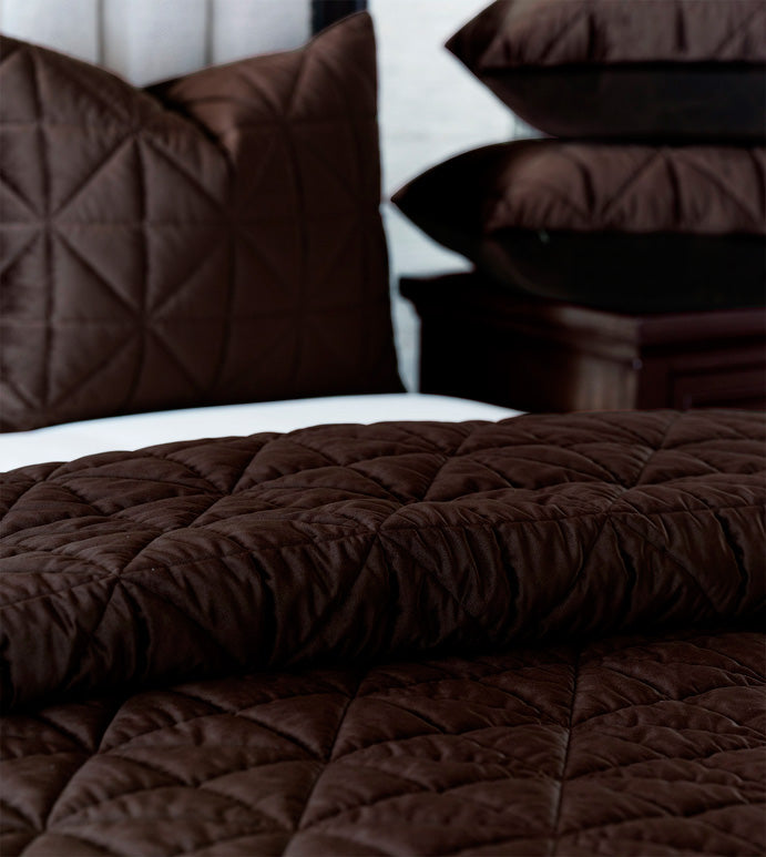 Nova Cocoa Quilted Velvet Coverlet - King