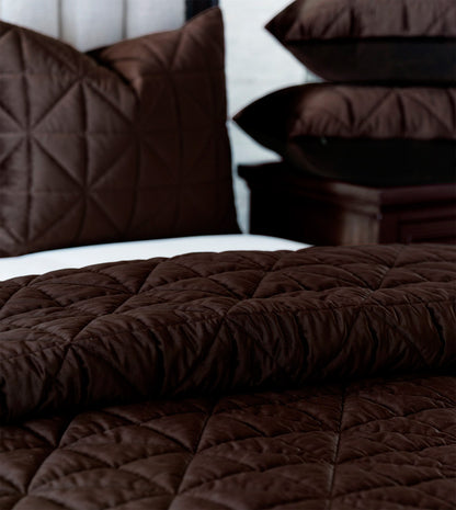 Nova Cocoa Quilted Velvet Coverlet - King