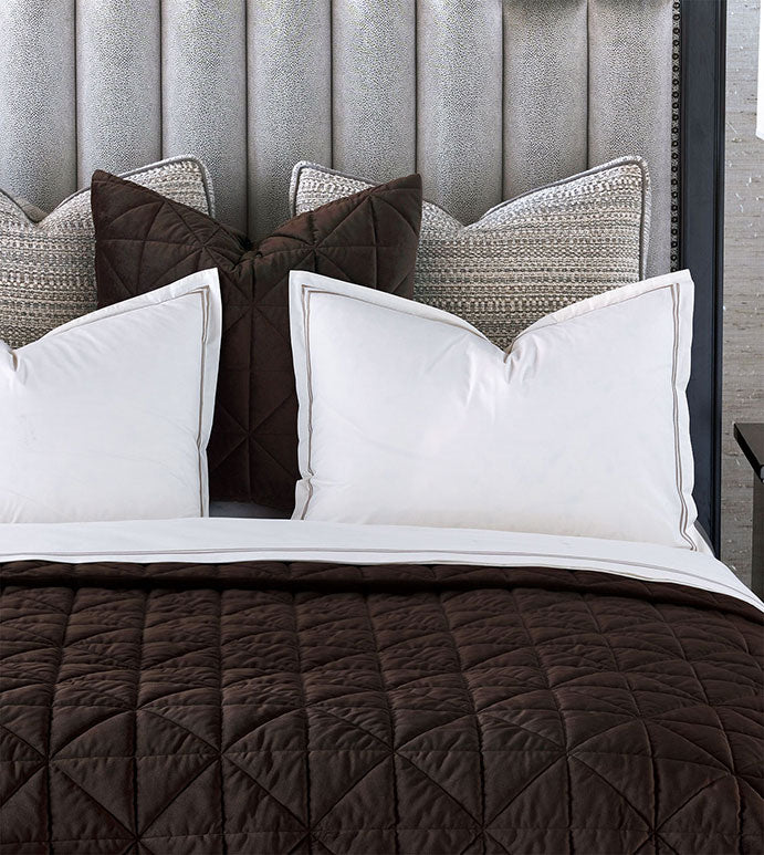 Nova Cocoa Quilted Velvet Coverlet - King