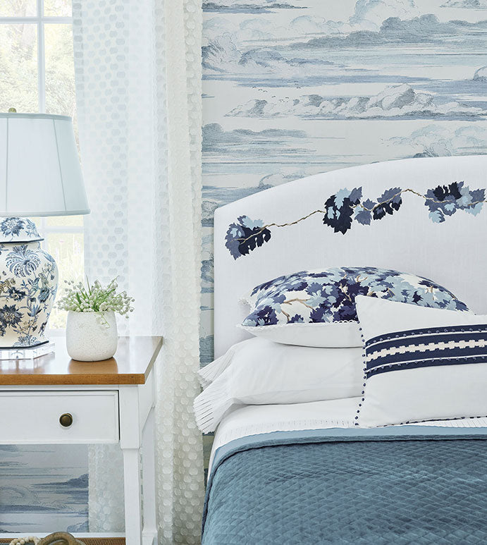Beatrice Blue Velvet Quilted Coverlet