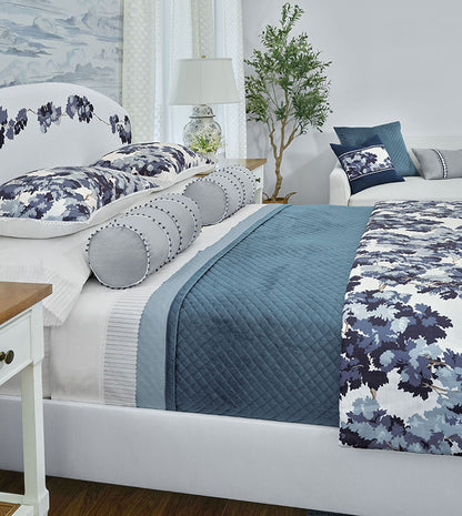 Beatrice Blue Velvet Quilted Coverlet