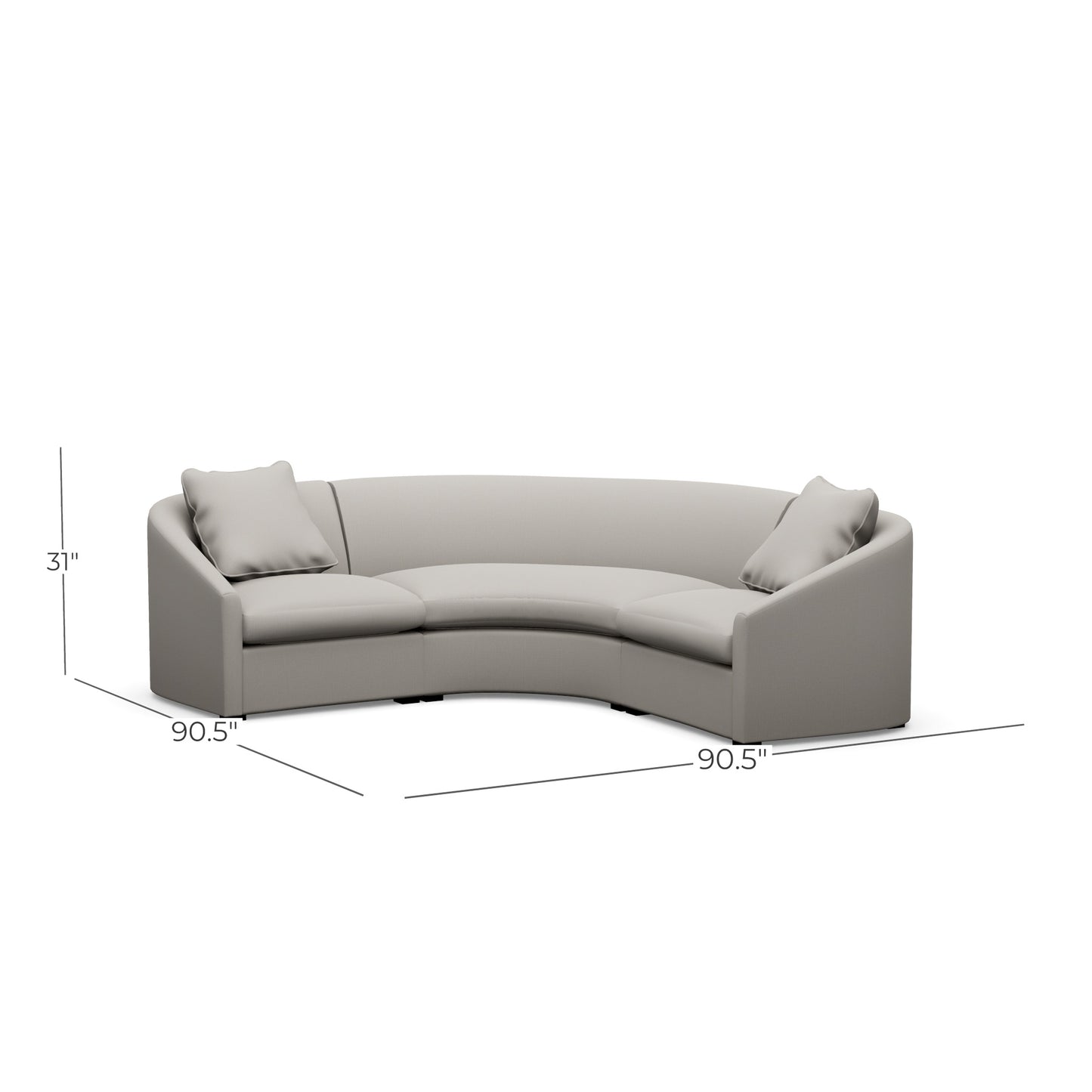 3-Piece Curved White Sectional