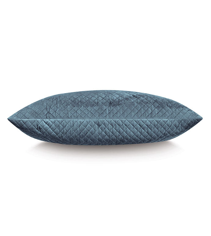 Beatrice Blue Velvet Quilted Sham - Dutch Euro