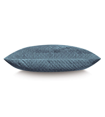Beatrice Blue Velvet Quilted Sham - Dutch Euro