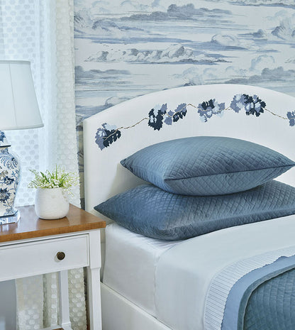 Beatrice Blue Velvet Quilted Sham - Dutch Euro