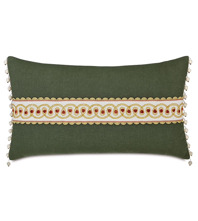 Manderley Embroidered Border Decorative Pillow - 15" x 26"