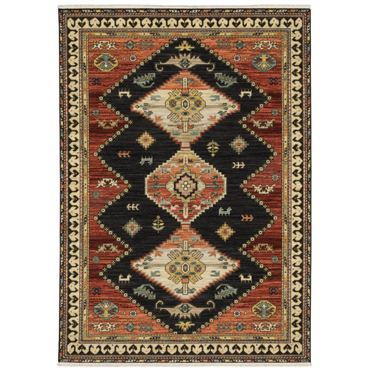 Decorative rug with geometric pattern on a white background