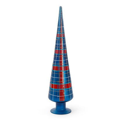 Blue & Red Plaid Glass Tree