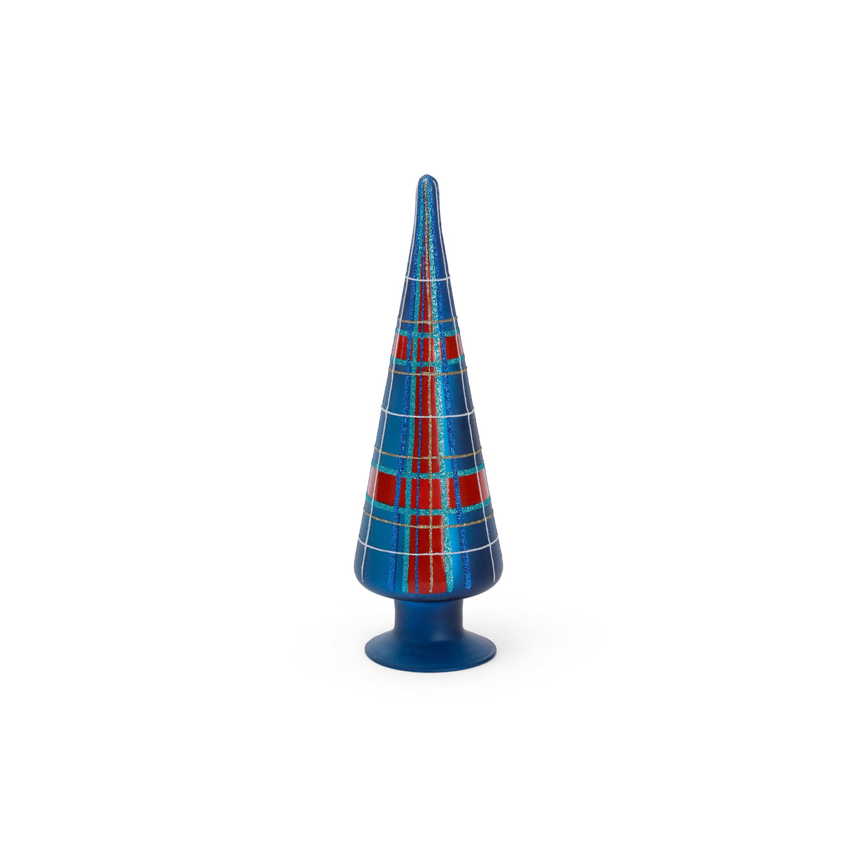 Blue & Red Plaid Glass Tree