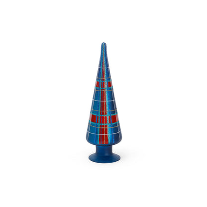 Blue & Red Plaid Glass Tree