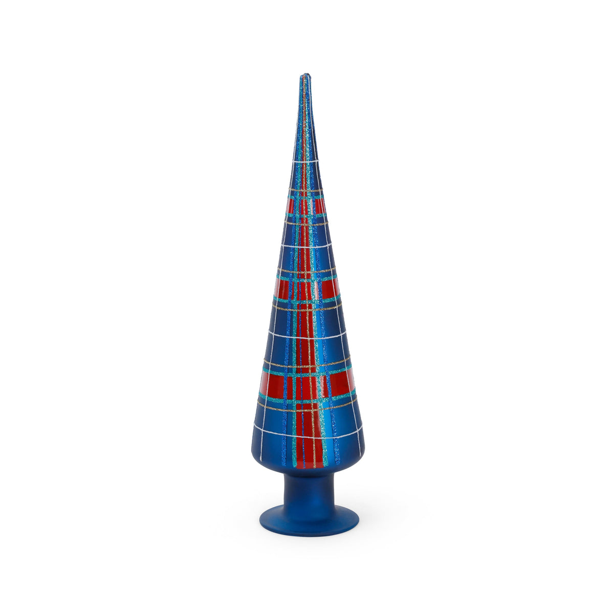 Blue & Red Plaid Glass Tree