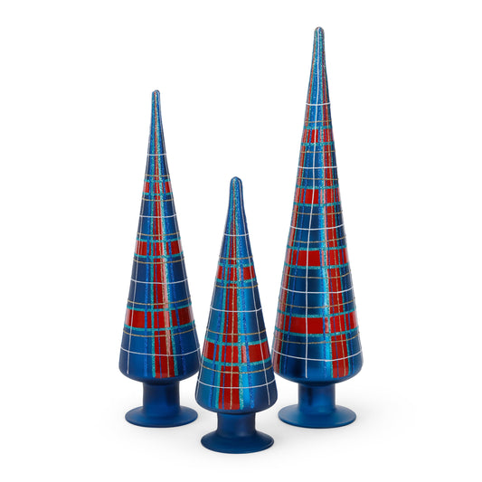 Blue & Red Plaid Glass Tree