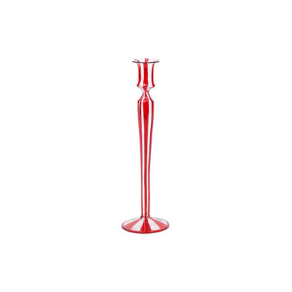 Red Stripes Glass Taper Holder