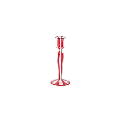 Red Stripes Glass Taper Holder