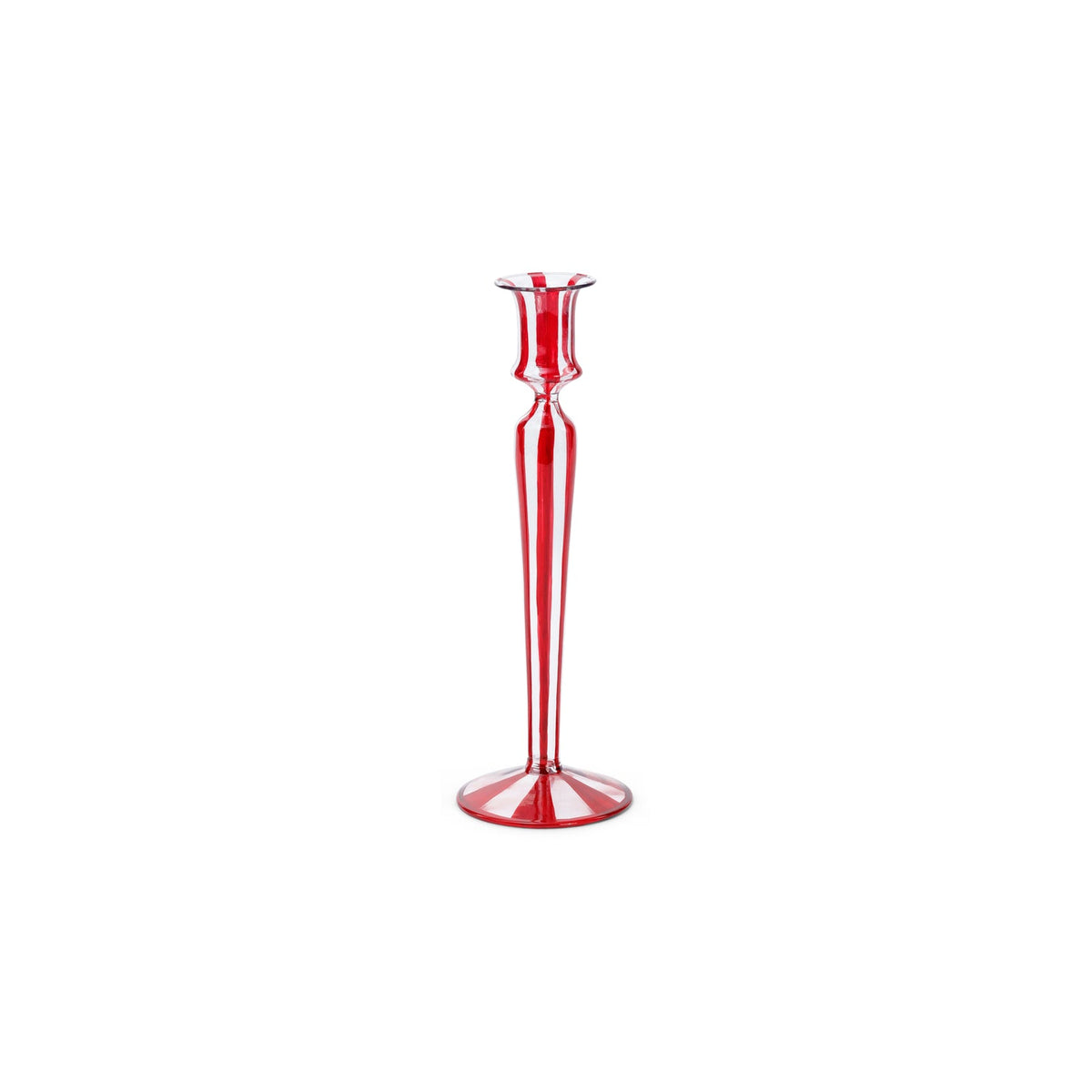 Red Stripes Glass Taper Holder